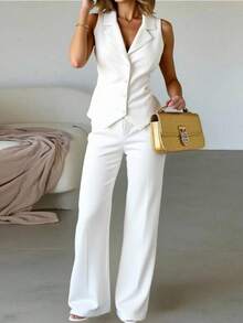 ZALLA Tailored Suit: Vest With Lapel, Blazer, And Elegant Flared Trousers. - 白色 - 查看 1
