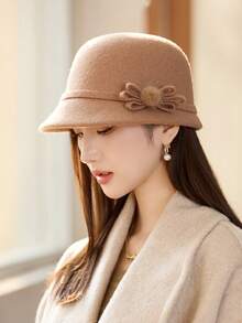 1 pezzo Cappello da donna di colore unito, stile nuovo, elegante cappello secchio vintage, classico cappello con fiocco, adatto per uso quotidiano