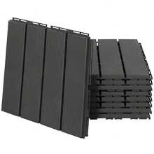 Outsunny Terrace Tiles, 9 Piece Set, Balcony Tiles, Patio And Garden Tiles, Black Plastic 30x30cm - 1 - View 9