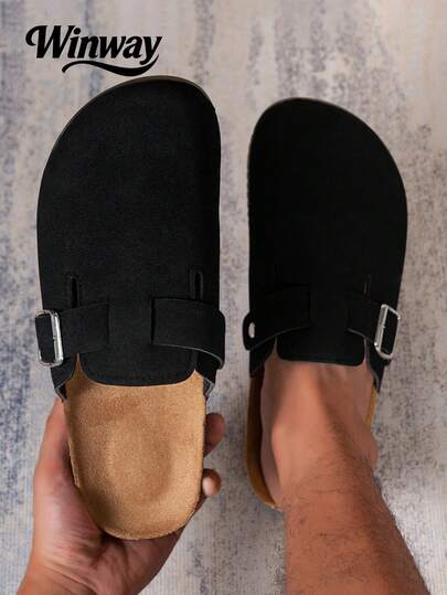 男士穆勒鞋新款春季复古一脚蹬乐福鞋休闲懒人鞋，封闭式平底穆勒鞋，可调节绑带，四季皆宜，有保暖内衬秋冬款可供选择