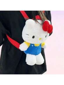 Sanrio Hello Kitty Plush Backpack - Official Kawaii Soft Stuffed Backpack, Super Fluffy Cartoon Character Bag with Adjustable Padded Shoulder Straps, Zipper Closure & Spacious Compartment, Cute 3D Ears Design, Premium Polyester Material, Perfect for Spacious Compartment, Cute 3D Ears Design, Premium Polyester Material, Perfect for Spacious Compartment, Cute 3D Ears Design, Premium Polyester Material, Perfect for Spa 組合組合, HE.