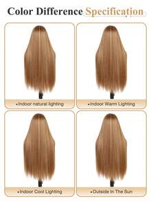 32英寸长直发发箍挑染金色Yaki直发合成假发，女士款，耐热，适合日常佩戴和派对佩戴