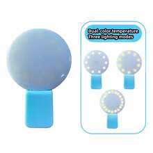 三档可调自拍环形灯，USB充电式LED灯，适用于直播、自拍、摄影，暖白光，便携式迷你环形灯，适用于智能手机 - 彩色 - 查看 5