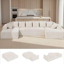 Nalupatio 131'' Large Sectional Couches With Chaise Lounge, U-Shaped No Assembly Required Deep Seat Modular Cloud Sofa For Living Room 1PCS - Màu be - Xem 2