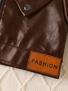 Bộ 2 món áo khoác và chân váy giả da PU thời trang xuân/thu cho bé gái, bộ đồ liền thân đa năng kiểu đường phố, hàng mới về mùa thu. - Màu nâu Sô-cô-la - Xem 5