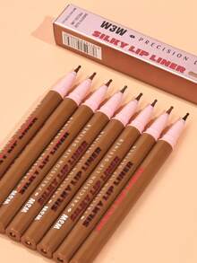 W3W Long-Lasting Waterproof Matte Nude & Deep Brown Lip Liner Pencil, High Color Payoff, Creamy Texture, Sponge Tip Applicator, Smooth Application, Waterproof & Smudge-Proof, Long-Wearing, Easy To Use Lip Liner