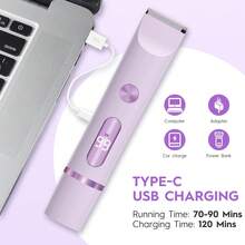 Women Bikini Trimmer, Dual-Head Hair Trimmer For Women,2-In-1 Bikini Shaver With Ceramic Blade Heads & Type-C Charging Port, Electric Razors For Women Pubic Hair,Underarms,Legs,Arms,Face - Multicolor - View 7