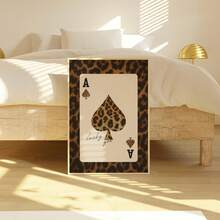 1幅无框黑桃A豹纹印花画，幸运女神魅力墙饰，复古赌场动物图案装饰画，适用于卧室、客厅、宿舍 | 房间装饰画，复古装饰，宿舍必备 - 彩色 - 查看 2