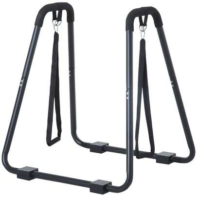 HOMCOM Dip Station, Stable Dip Stand With Pull-Up Bar, Robust Steel Frame, Black, 90x81x92.5cm For Effective On-Site Strength Training
