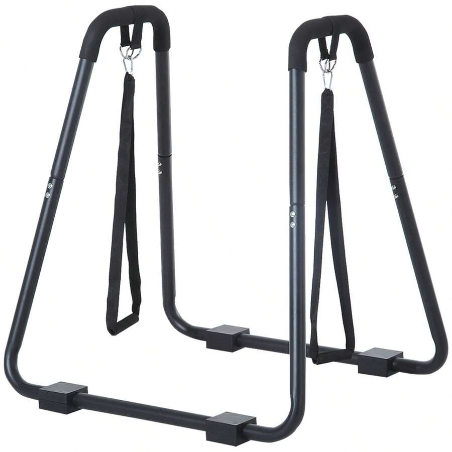 HOMCOM Dip Station, Stable Dip Stand With Pull-Up Bar, Robust Steel Frame, Black, 90x81x92.5cm For Effective On-Site Strength Training