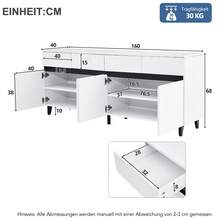 White Sideboard, Drawers, Gold Handles, Gold Legs, Smooth Drawer Slides, 140*35*76cm, Dining Room Sideboard, Kitchen Cabinet, Storage Cabinet, Lift Drawers, Chest Of Drawers