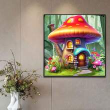 1pc 5D Diamond Painting Kit - "Mushroom Fairy Tale House In The Forest: Elves' Dreamland" - Large Size Full Diamond Art DIY Diamond Painting Set, Frameless Mosaic Full Round Acrylic Diamond Art DIY Diamond Painting Set, Ideal Home Decor Gift For Home And Office Desk - Multicolor - View 4
