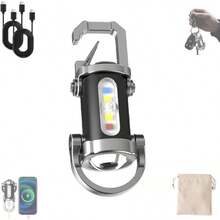 Portable Rechargeable Bright Keychain Flashlight Phone Charger, 1200 Lumens Waterproof Mini EDC Compact Keychains Flashlight, LED USB Torch Light With 7 Modes Type-C For Outdoor Camping (2pcs) - 1pc - 查看 13