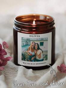 Custom Photo Candle Label Personalized Bridesmaid Proposal Candle Label Customizable Photo Family Photo Gift, Personalized Photo Birthday Gift, Anniversary Gift 2026 New Year Gift For Couple Anniversary Gift Custom Photo Wine Label Newly Engaged Couple Wine Label(Only Label), Party Decor - Multicolor - View 2