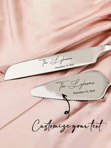 2Pcs Personalized Stainless Steel Engraved Cake Knife, Custom Crystal Handle Cake Cutting Set For Wedding, Spatula, Pizza And Cheese Cutter, Baking Tools, Personalized Stainless Steel Cake Knife With Engraving Name, Knife Size: 33.5cm/13.2in, Shovel Size: 27.5cm/10.8in, Wedding Cake Knife And Server Set, Cake Cutting Set For Wedding ,Stainless Stylish,Adorable,Colorful Custom,Personalized,Unique Ideal Gifts For Friends,Home,Office - Multicolor - View 4