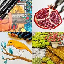 48 Vibrant Dual Tip Art Markers (Brush & Chisel) - Non-Bleed Quick-Dry Sketch Pens For Adults Teens Beginners | Coloring Books Crafting Drawing Journaling Supplies With Storage Case - mặc định - Xem 6