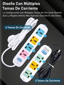 Regleta Inteligente, Multifunción Con Interruptor De Línea Larga, Panel De Conexiones De Alta Potencia Para El Hogar Poroso - Tipo de Enchufe A USA (110-127V) - Ver 5