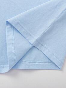 Balabala Tween Girl 2025 Spring New Cotton Colorblock Top & Plaid Pants Pajama Set - Blue Tint - View 7