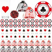 D97 Pcs Casino Party 2 Oz Cups Gift Bulk With Organza Bag And Greeting Card Casino Night Theme Souvenirs For Birthday Las Vegas Game Night Decoration Poker Cards Chips Drinking Small Cups - như hình ảnh - Xem 1