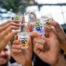 D100 Pcs 50th Birthday Shot Glasses Bulk Cheers To 50 Years Birthday Cups 2 Oz Disposable Cups With Plastic 50th Birthday Party Plies Cups For Men Women - 透明的 - 查看 4