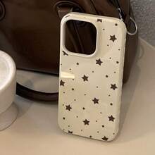 1个极简棕色星形设计手机壳，兼容 17、15软壳、16 Pro Max全包软壳、17、13全包软壳、15全包软壳，甜美、少女、几何、极简、清新、柔美、ins风 - 白色 - 查看 3