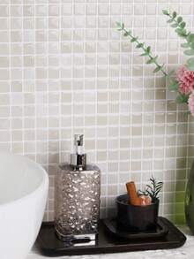 WoStick 10英寸 x 10英寸防水纹理乙烯基DIY壁纸，自粘防溅瓷砖，即撕即贴马赛克瓷砖，适用于家居装饰 - 石紋杏色 - 查看 5