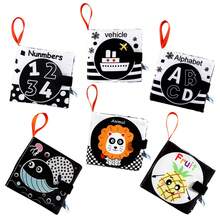 Livros de Pano Macios Livros de Bebê Livros de Pano para Bebês, Recém-Nascidos, Crianças Pequenas, Alto Contraste Preto e Branco Amassável Lavável Educação Precoce Presente