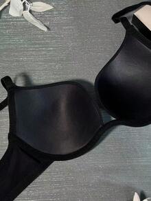 舒适简约露背式文胸，无缝深V性感针织女士内衣，法式优雅无钢圈休闲百搭防下垂文胸 - 黑色 - 查看 10