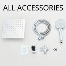 Polished Sliver Shower Head Combination, 8-Inch High-Pressure Showerhead, 5 Handheld Shower Head Combinations With Different Settings,With Hose,Without Extension Armfor Bathroom,Hotel.Bathroom Essentials,Bathroom Deccor,Bathroom Accesssories,Christmas Gifts - Mạ crôm - Xem 6
