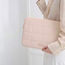Cute Quilted Tablet Bag Laptop Bag, Soft Padded Laptop Protective Case With Grid Stitching, Anti-Fall And Shock-Absorbing, Suitable For School, Office, And Commuting Back To School Stuff Bag For School Work Laptop Bag For Women Mac Book Casemacbook Case College Essentials Laptop Sleeve - 彩色 - 查看 8