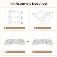 Nalupatio 131'' Large Sectional Couches With Chaise Lounge, U-Shaped No Assembly Required Deep Seat Modular Cloud Sofa For Living Room 1PCS - Màu be - Xem 5