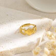 1pc Geometric Rhombus Open Ring, Minimalist Luxury Style, Suitable For Urban Women's Daily Commute, Dating, Fashion Enthusiasts' Accessory Choice - Square Ring - View 7