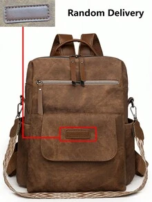 防盗复古PU软皮双肩包，女士钱包，多功能时尚日常包，多口袋轻便旅行包，大容量简约书包，便捷书包，适合学生、护士、教师、商务人士、旅行度假、商务出行、日常通勤、购物、办公、约会、徒步、训练、工作、生日礼物、节日礼物 - 彩色 - 查看 12