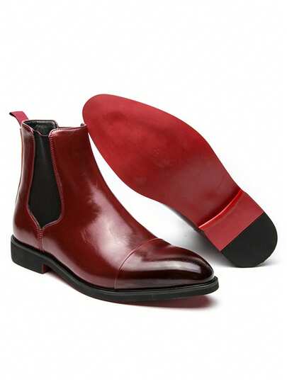 Botas Chelsea para hombres con suelas rojas, zapatos formales de punta puntiaguda deslizantes, botas de tobillo, botas de negocios de estilo europeo y americano, botas de cuero formales, mocasines de caña alta, botas altas rojas, botas de motocicleta retro negras/marrones, zapatos de marca de moda sencilla para hombres, zapatos casuales de caña alta, adecuados para senderismo y conducir, botas vaqueras vintage, zapatos de oficina de ante para uso diario, zapatos transpirables y ligeros antideslizantes para hombres de talla grande 38-47, botas de motocicleta, botas de tobillo formales de oficina