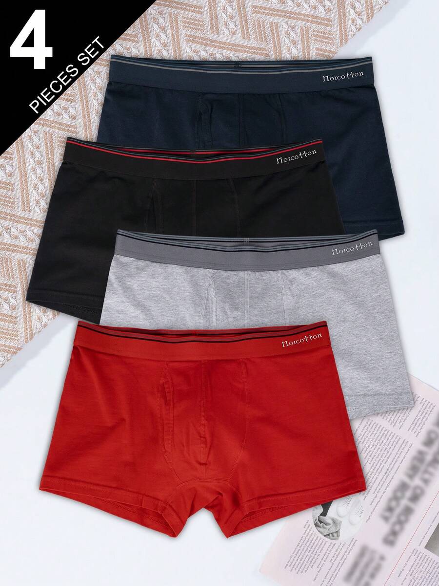4 pièces Sous-vêtements pour hommes en Norcotton, Boxers en coton pur, Combinaison multicolore - Multicolore - Voir 1