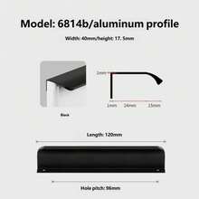 مقبض خزانة طويل مثبت على الحافة بتصميم بسيط، مقبض درج وباب خزانة مذهب مثبت جانبيًا مخفي