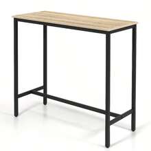 100cm Industrial-Grade Rectangular Steel Bar Counter Dining Table, Adjustable Lever & Footpads, Suitable For Breakfast, Kitchen, And Bar High-Table Dining Experience, Walnut Brown/Rustic Brown - Walnut Brown - View 12