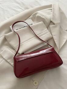Women's Retro Faux Leather Flap Decor Underarm Shoulder Bag, Suitable For Dates, Outings, Parties And Other Occasions - Red - View 8
