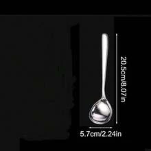 1pc Creative Metal Spoon, High-Quality Korean Style Thick Soup Ladle, Large Capacity Cooking Spoon, Long Handle Hotpot Spoon - Silver - View 3