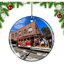 Weekino California San Francisco Cable Cars Estados Unidos - Adorno para árbol de Navidad, decoración colgante, decoración para colgar, colección de recuerdos de viaje en la ciudad, porcelana de doble(Cable Car Museum-13372) - Multicolor - Ver 2