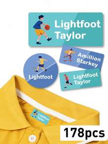 Custom Name Waterproof Stickers, Cute Cartoon Style Labels Stickers, Personalized Name Label Stickers For Clothes, Customized Decorative Tags. - Style 1 - View 9
