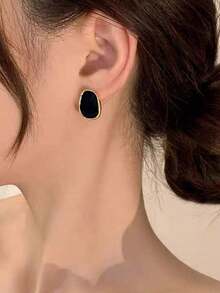 1 Pair Minimalist Asymmetrical Geometric Everyday Casual Unique Classic Retro Elegant Women Earrings - Màu Đỏ Sâu - Xem 4