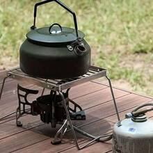 1pc Portable High-Quality Folding Stainless Steel Stove Rack - Outdoor BBQ Grill, Pot Rack, Grill Grate Stand - Durable Cookware Accessory For Camping And Hiking