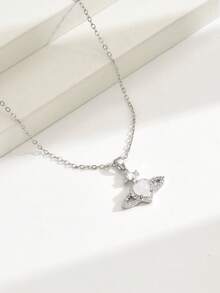 1 chiếc vòng cổ hình trái tim Saturn mạ vàng trắng sang trọng hiệu Niche Sweet dành cho nữ, phù hợp cho sử dụng hàng ngày, đi làm, hẹn hò, lễ hội, phụ kiện cá nhân hóa trang phục. - vòng cổ - Xem 3