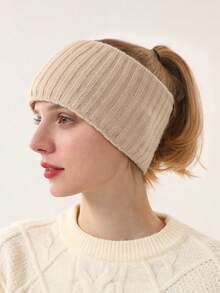 1件套女士冬季保暖针织柔软弹力双层加厚竖条纹图案头带，吸汗运动头带，防寒护耳头带，女士耳罩头带，适合日常生活和运动/瑜伽锻炼 - 豎條 - 查看 5