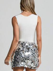 Women's Sequin Skirt, Shiny Silver Sequin Skirt, Suitable For Wearing At Carnival Parties And Dance Clubs - Bạc Xám - Xem 2