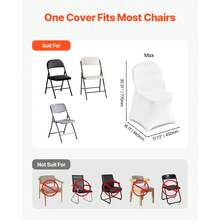 150 Pcs White Chair Covers, Polyester Spandex Chair Cover, Stretch Slipcovers For Wedding Party Dining Banquet Flat-Front Chair Covers, Fits Chair Measures Up To 17.72 X 18.11 X 30.31 Inch - White (150pcs, short, fully covered) - 查看 4