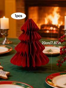 1pc (Red/Green/White) 3.94in/5.91in/7.87in Christmas Party Decorations, 3D Mini Glitter Edge Paper Honeycomb Ornaments, Green, Red Hanging Ornament For Christmas Tree Decor, New Years Party, Christmas Ornaments, Home Decor, Suitable For Wedding Decoration - Multicolor - View 13