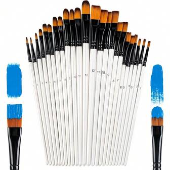 24 st platta nylonpenslar, penslar för akryl akvarell olja gouache, hantverksdetaljer ansiktskroppsmålning konstnärskit, måla efter nummer penslar för målningstillbehör