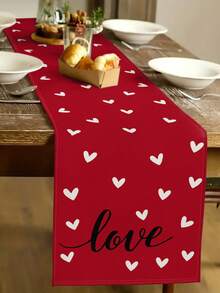 1件情人节心形图案桌旗，情人节家居装饰桌旗，室内/室外派对用品，房间装饰，适用于情人节家居厨房装饰和圣诞派对装饰 - 彩色 - 查看 11